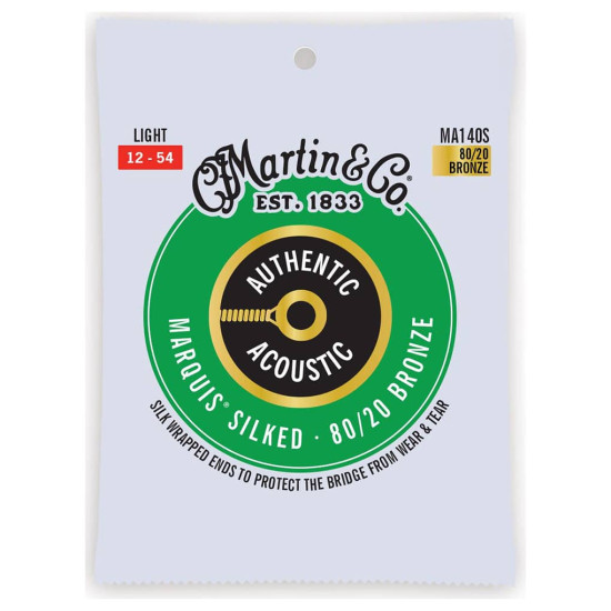 Martin MA140S Acoustic Guitar Strings Set Silked 80/20 Bronze 12-54